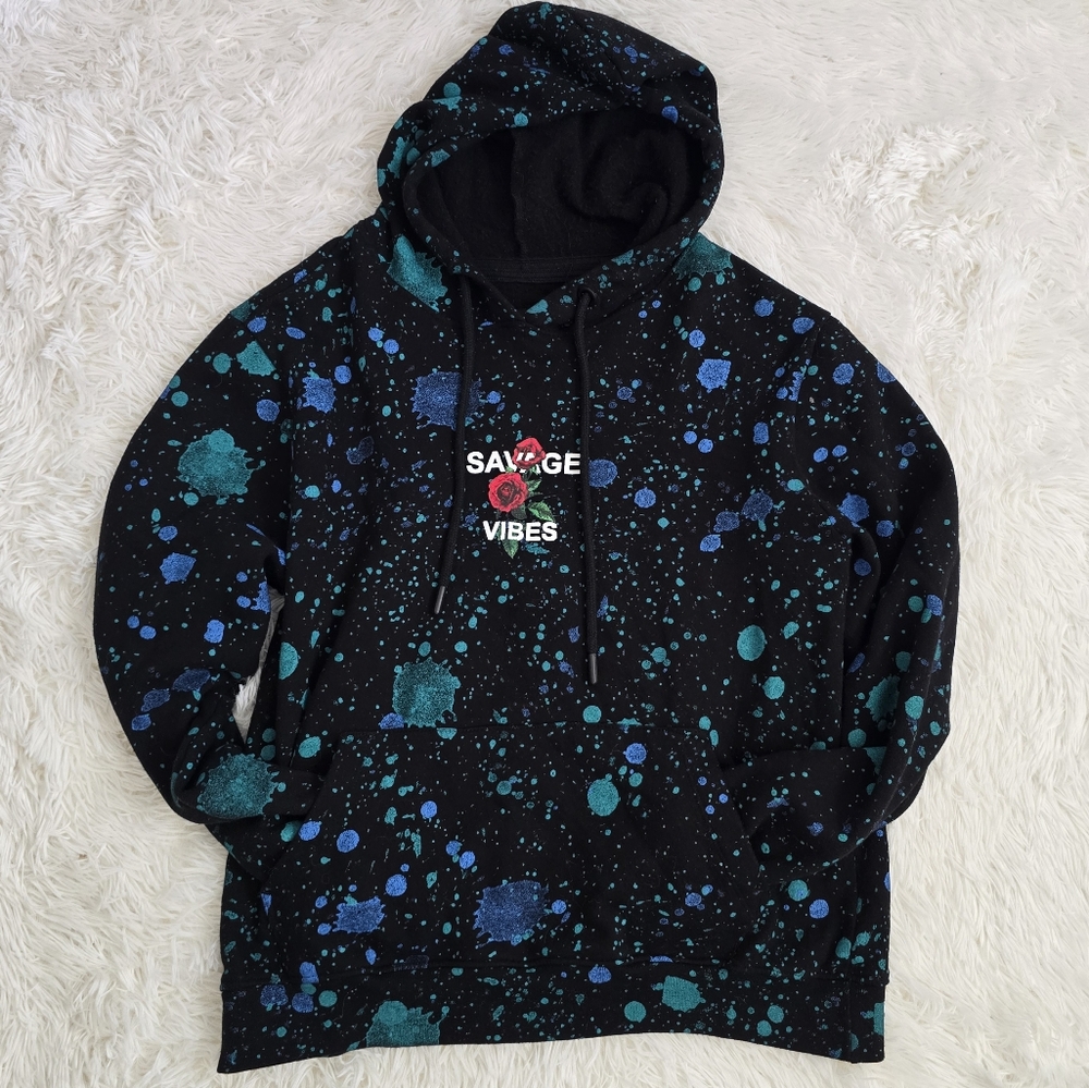 Upstanders Limited Edition Savage Vibes Rose Paint Splatter Streetwear Hoodie S - Picture 12 of 12